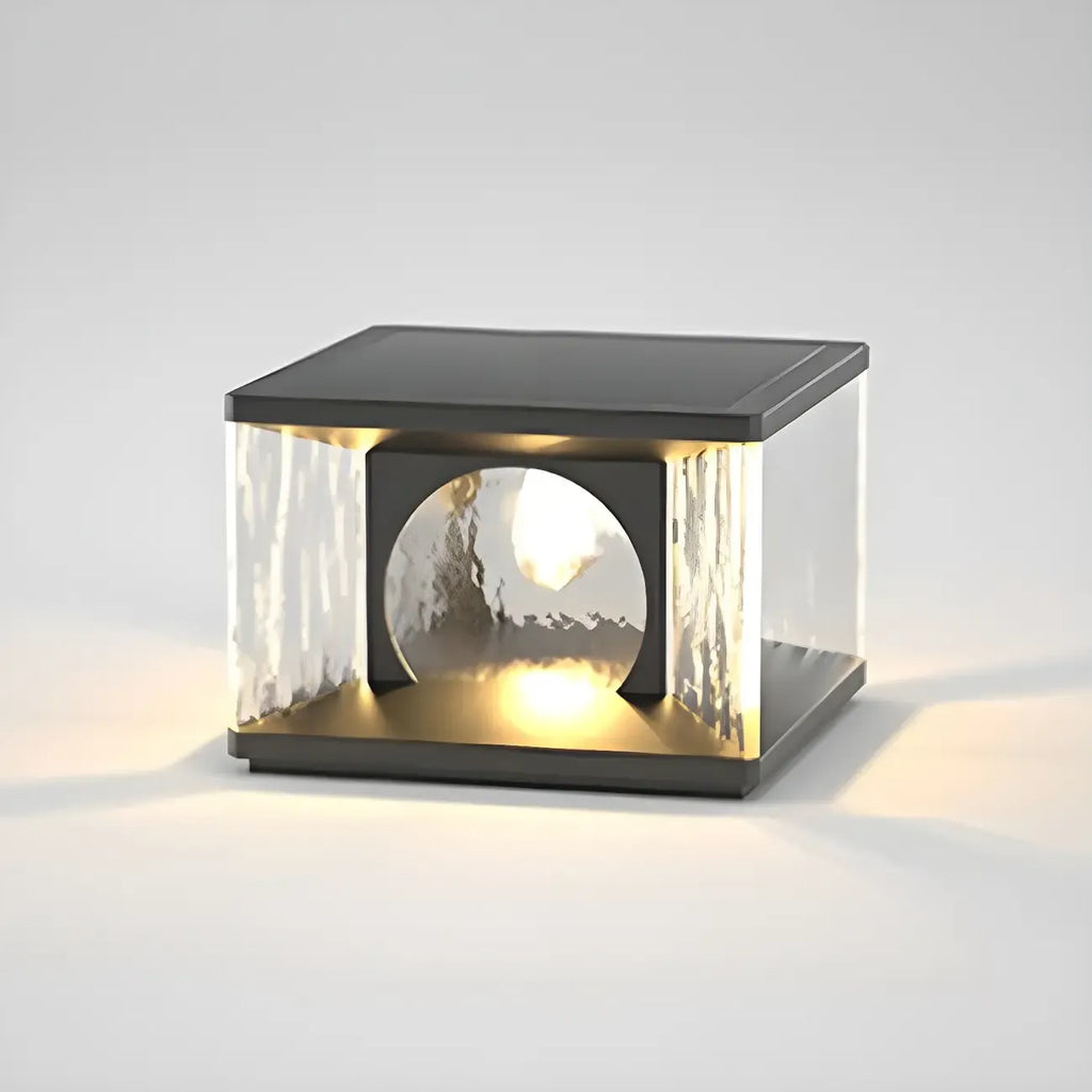 Black Metal Clear Glass Square Wired Post Cap Light