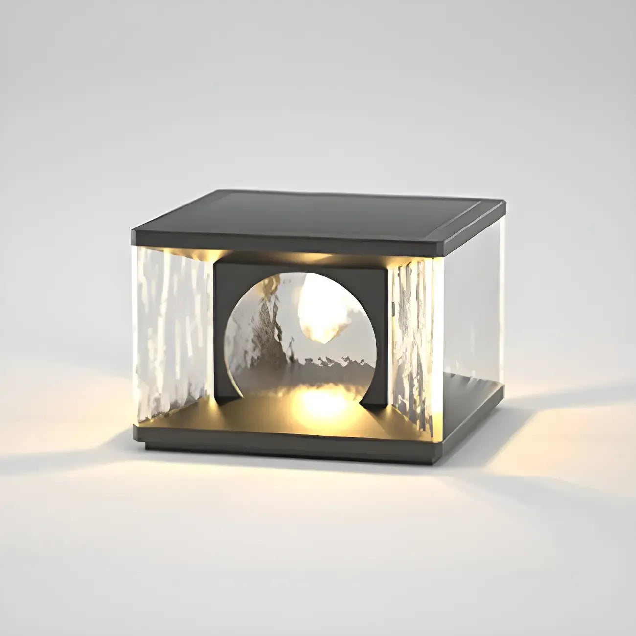 Black Metal Clear Glass Square Wired Post Cap Light