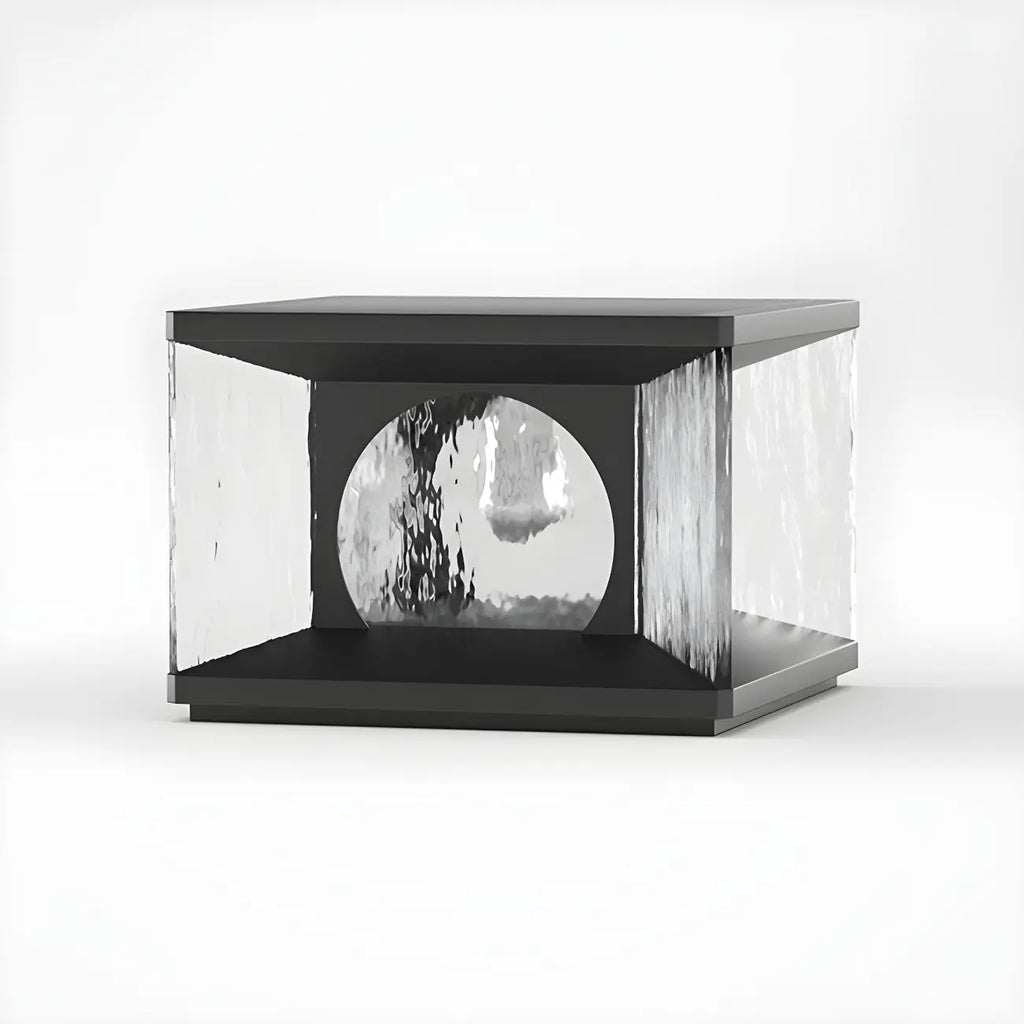 Black Metal Clear Glass Square Wired Post Cap Light