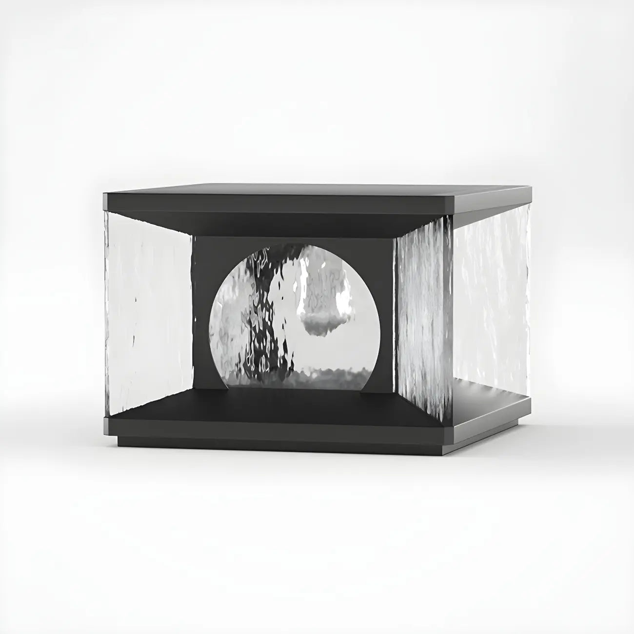 Black Metal Clear Glass Square Wired Post Cap Light