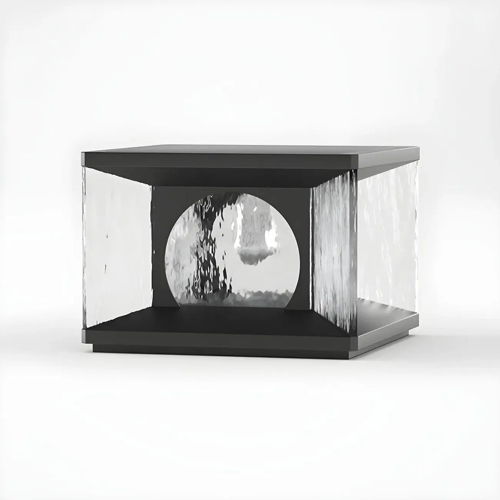 Black Metal Clear Glass Square Wired Post Cap Light