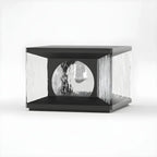 Black Metal Clear Glass Square Wired Post Cap Light