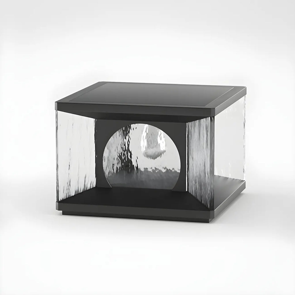Black Metal Clear Glass Square Wired Post Cap Light