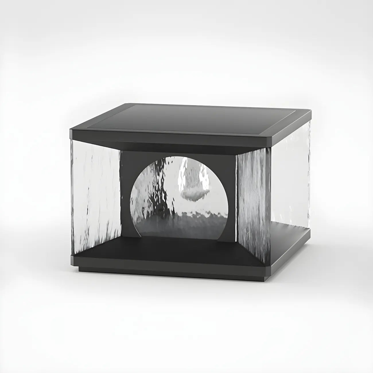 Black Metal Clear Glass Square Wired Post Cap Light