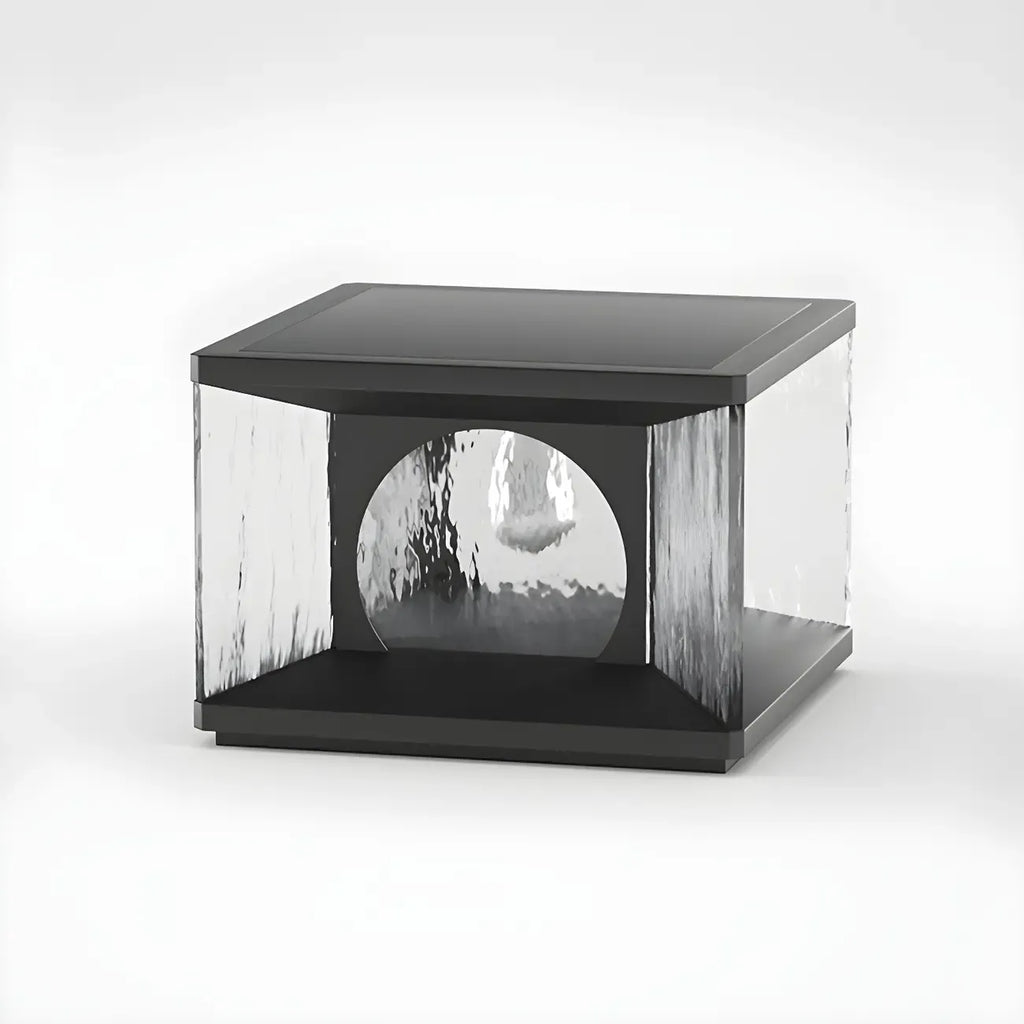 Black Metal Clear Glass Square Wired Post Cap Light