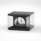 Black Metal Clear Glass Square Wired Post Cap Light
