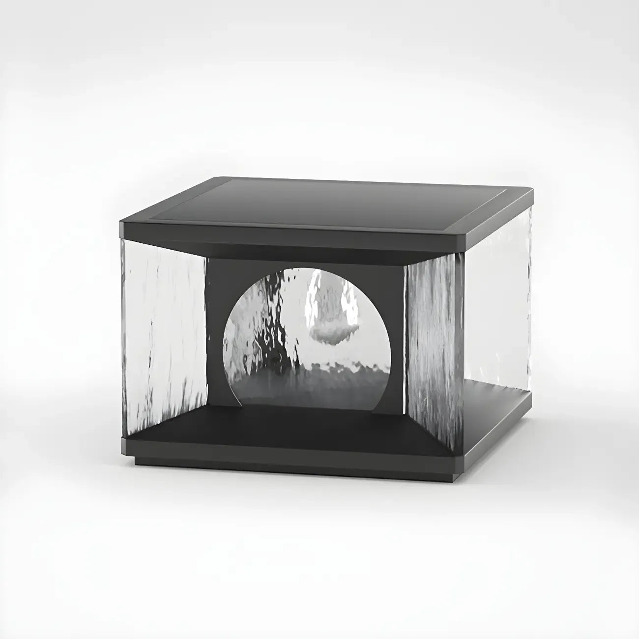 Black Metal Clear Glass Square Wired Post Cap Light
