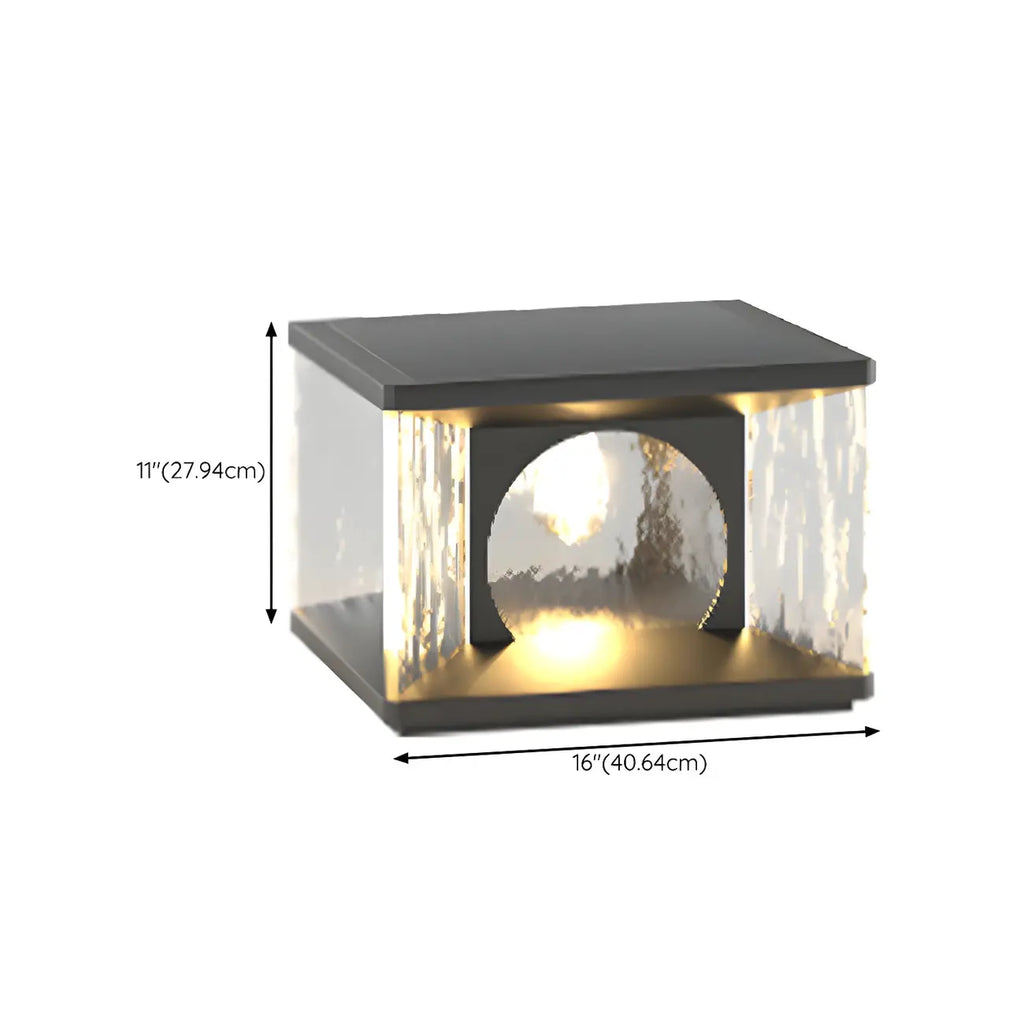 Black Metal Clear Glass Square Wired Post Cap Light