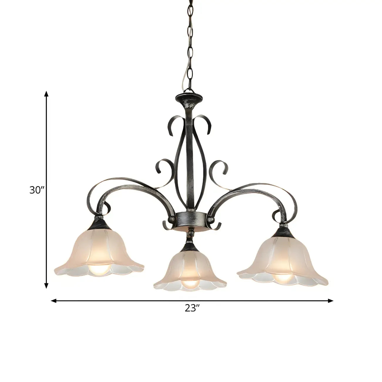 Elegant Silver Frosted Glass Floral Chandelier