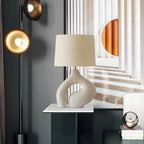 Geometric Dimmable White Resin Table Lamp for Bedroom
