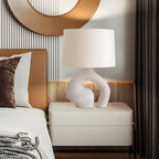 Geometric Dimmable White Resin Table Lamp for Bedroom