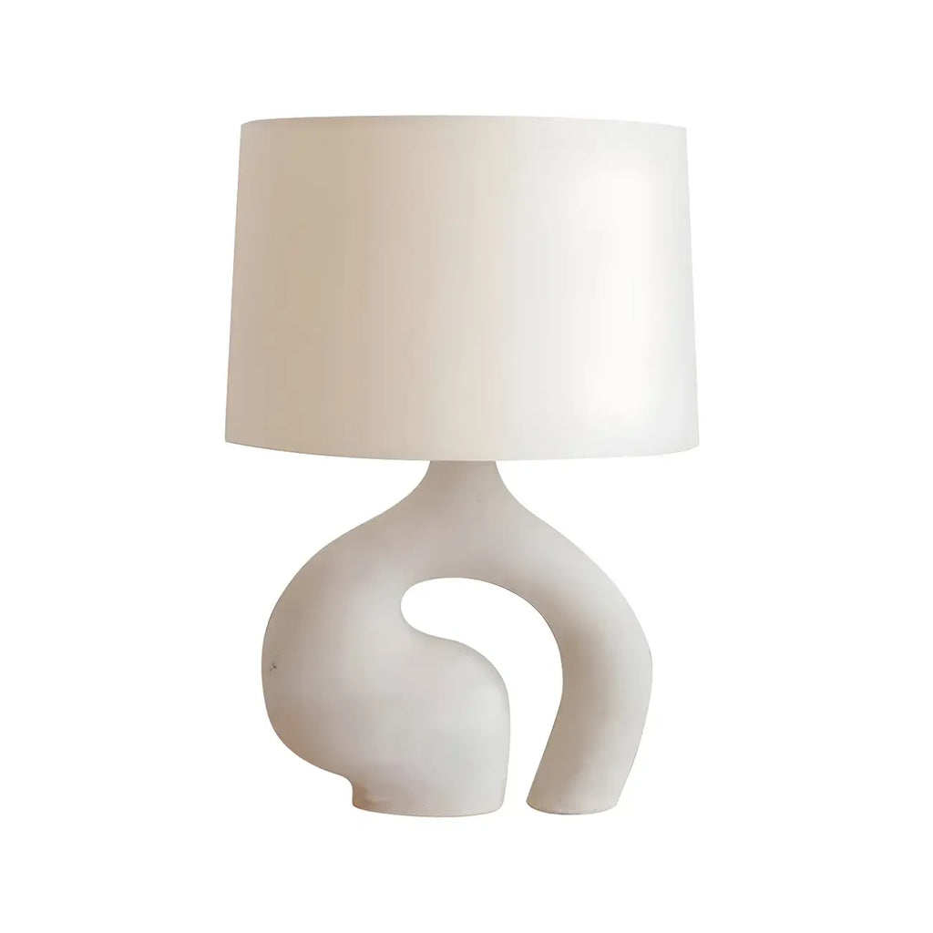 Geometric Dimmable White Resin Table Lamp for Bedroom