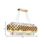 16-Light Modern Gold Crystal Oval Island Pendant Light for Kitchen