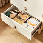 Durable Natural Finish Light Wood and Glass Drawers Dresser