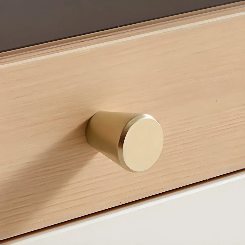 Durable Natural Finish Light Wood and Glass Drawers Dresser