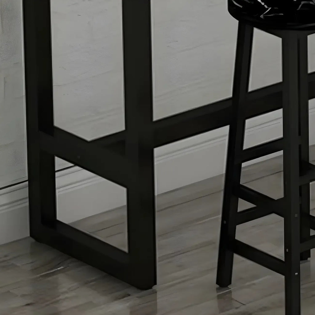 Rectangular Tall Wood Metal Base Bar Table Black