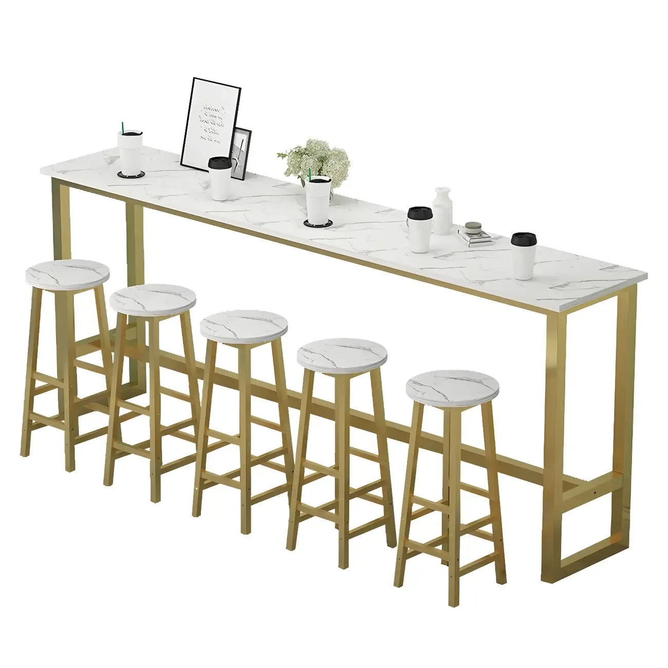 Rectangular Tall Wood Metal Base Bar Table Black