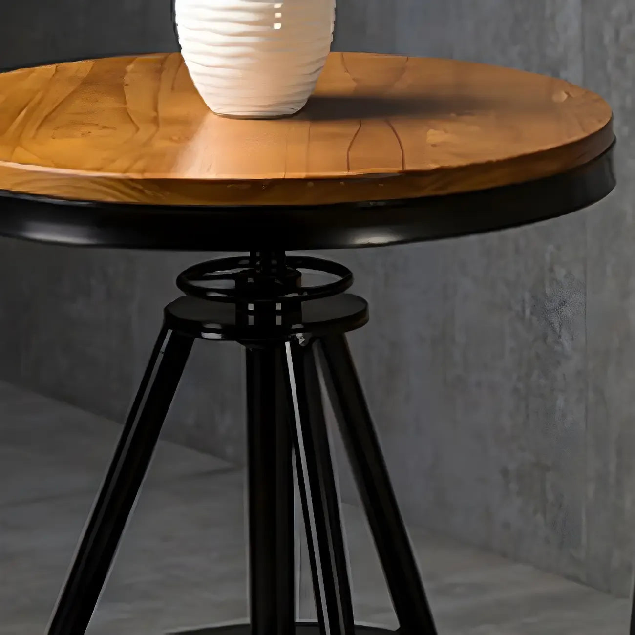 Adjustable Pine Wood Round Cocktail Bar Table for Home Bar