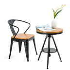 Adjustable Pine Wood Round Cocktail Bar Table for Home Bar