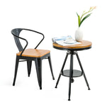 Adjustable Pine Wood Round Cocktail Bar Table for Home Bar
