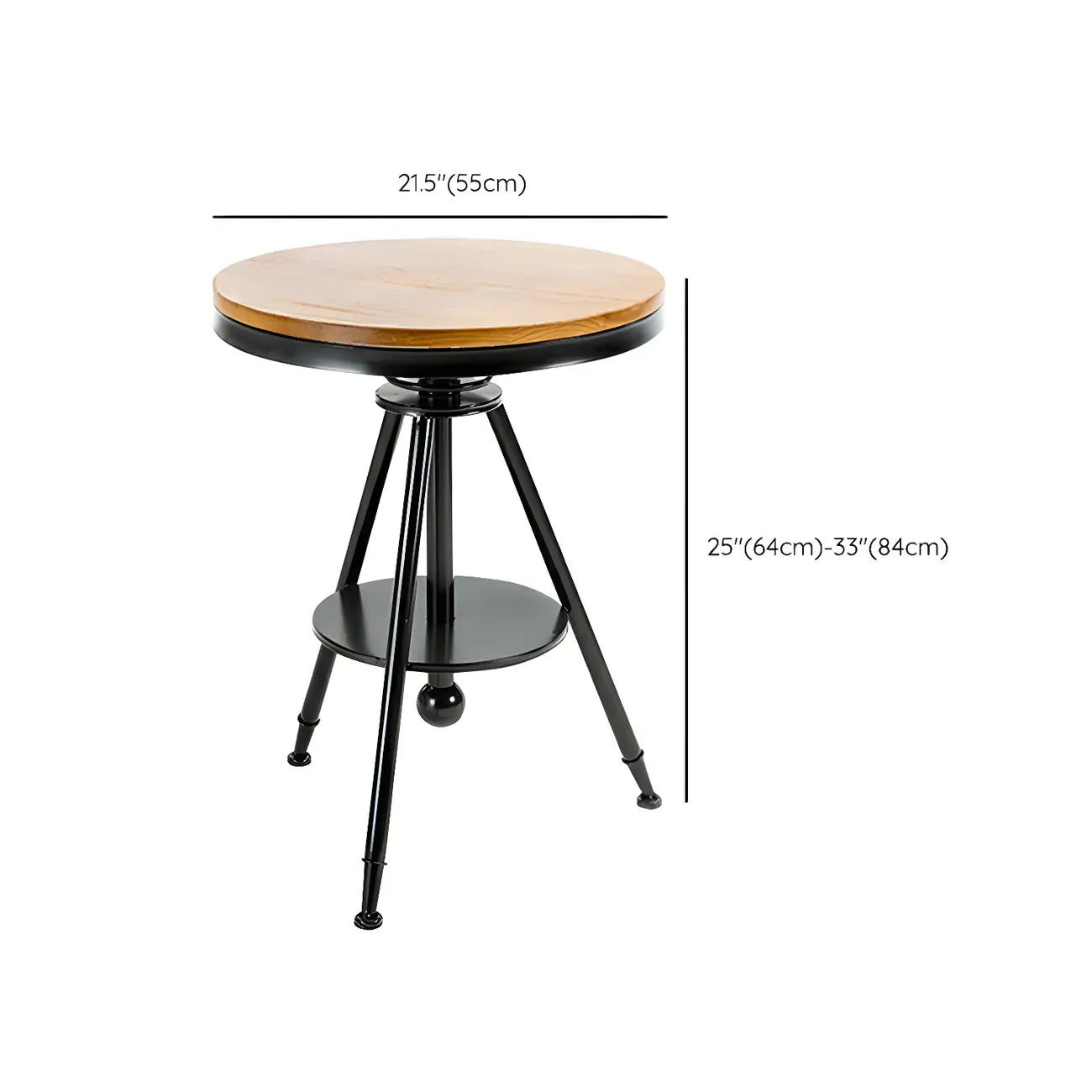 Adjustable Pine Wood Round Cocktail Bar Table for Home Bar