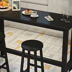 Sleek Modern Black Wooden Counter Height Bar Table for Kitchen
