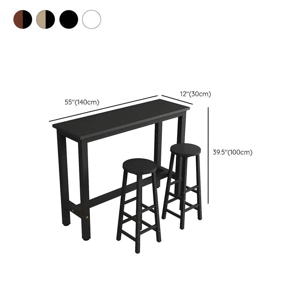 Sleek Modern Black Wooden Counter Height Bar Table for Kitchen