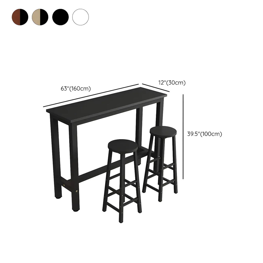 Sleek Modern Black Wooden Counter Height Bar Table for Kitchen