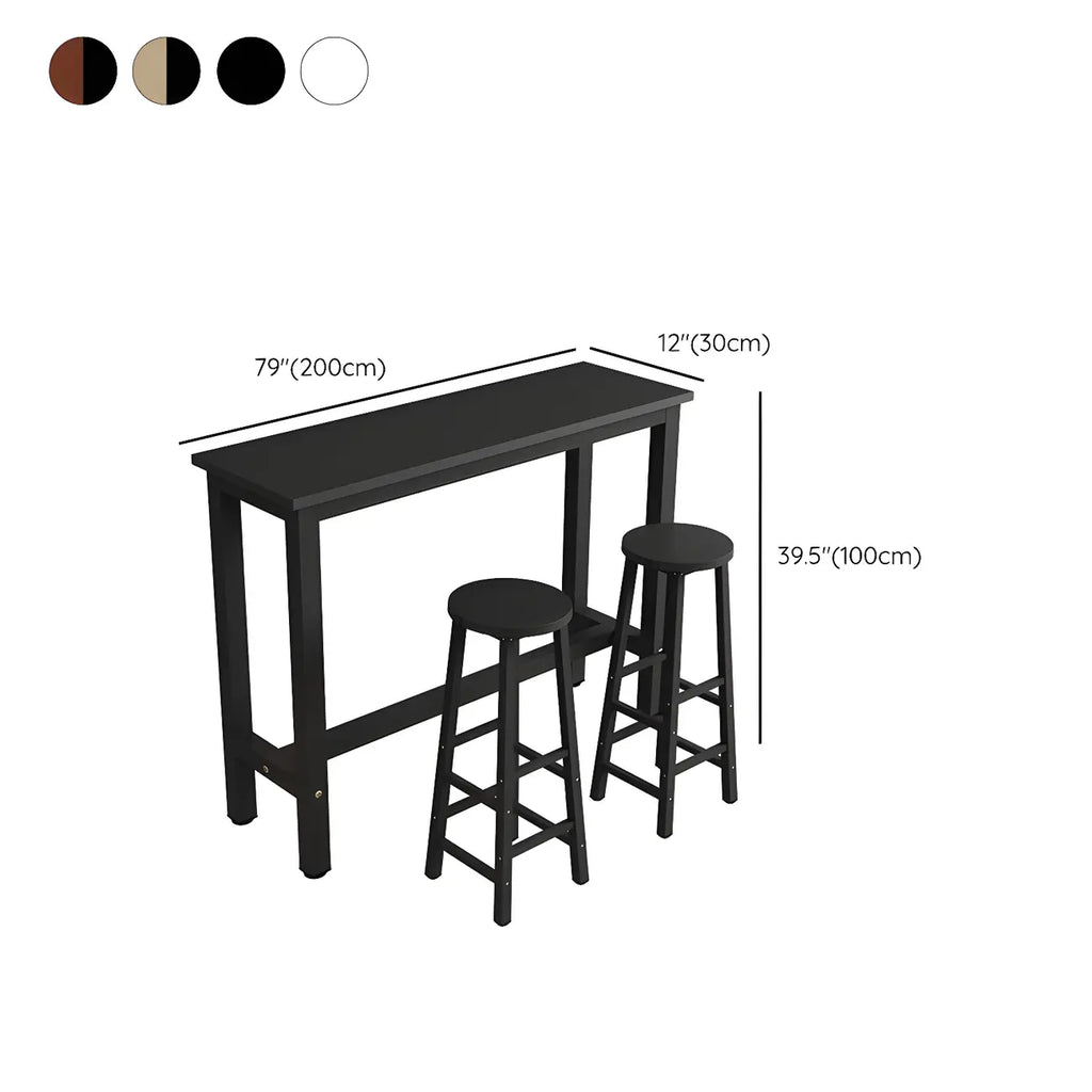 Sleek Modern Black Wooden Counter Height Bar Table for Kitchen