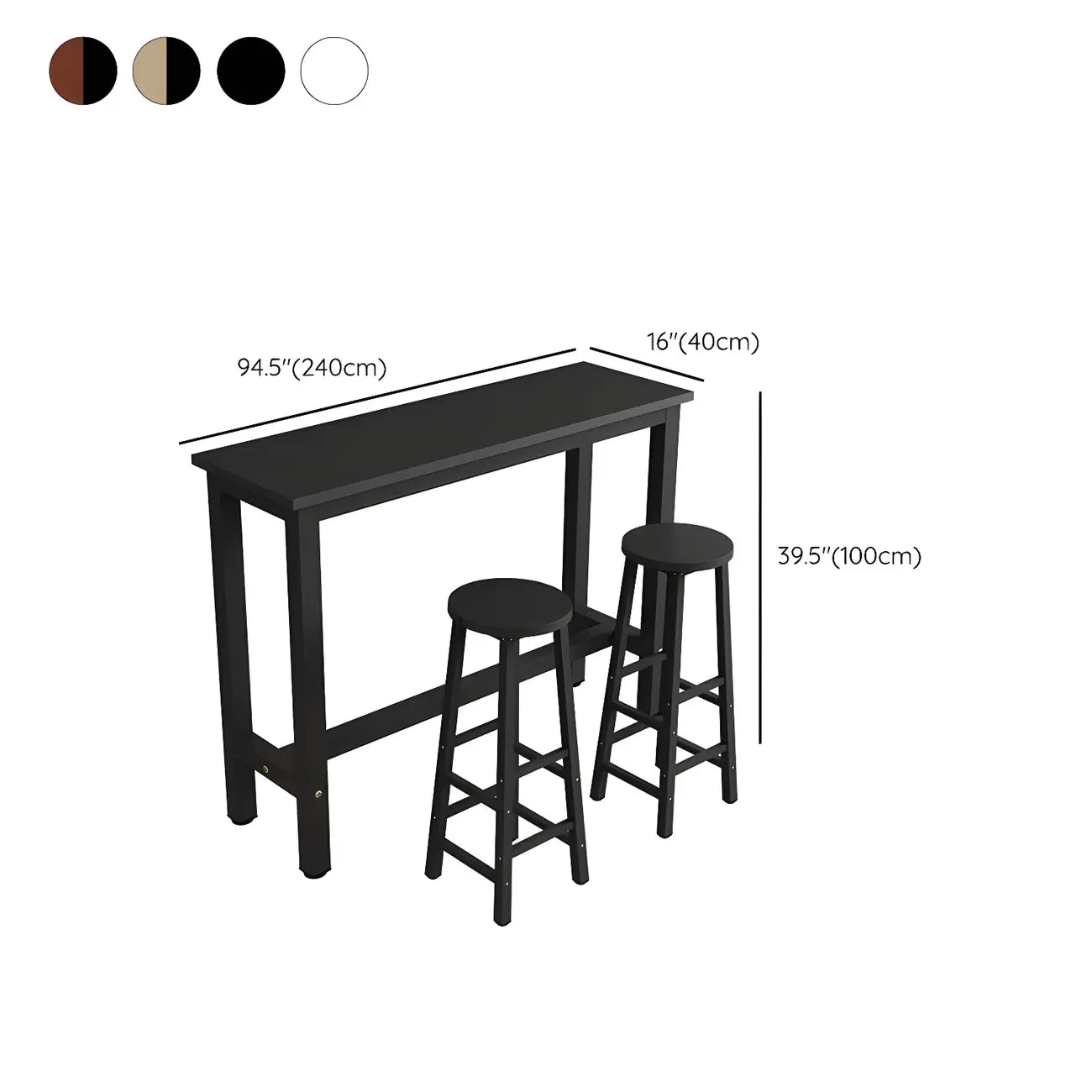 Sleek Modern Black Wooden Counter Height Bar Table for Kitchen