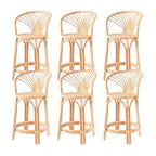 Comtemporary Wood Rattan Back Bar Stools with Footrest