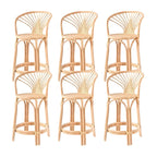 Comtemporary Wood Rattan Back Bar Stools with Footrest