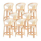 Comtemporary Wood Rattan Back Bar Stools with Footrest