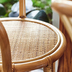 Comtemporary Wood Rattan Back Bar Stools with Footrest