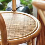 Comtemporary Wood Rattan Back Bar Stools with Footrest