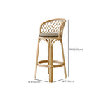 Comtemporary Wood Rattan Back Bar Stools with Footrest