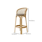 Comtemporary Wood Rattan Back Bar Stools with Footrest