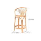 Comtemporary Wood Rattan Back Bar Stools with Footrest