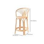 Comtemporary Wood Rattan Back Bar Stools with Footrest