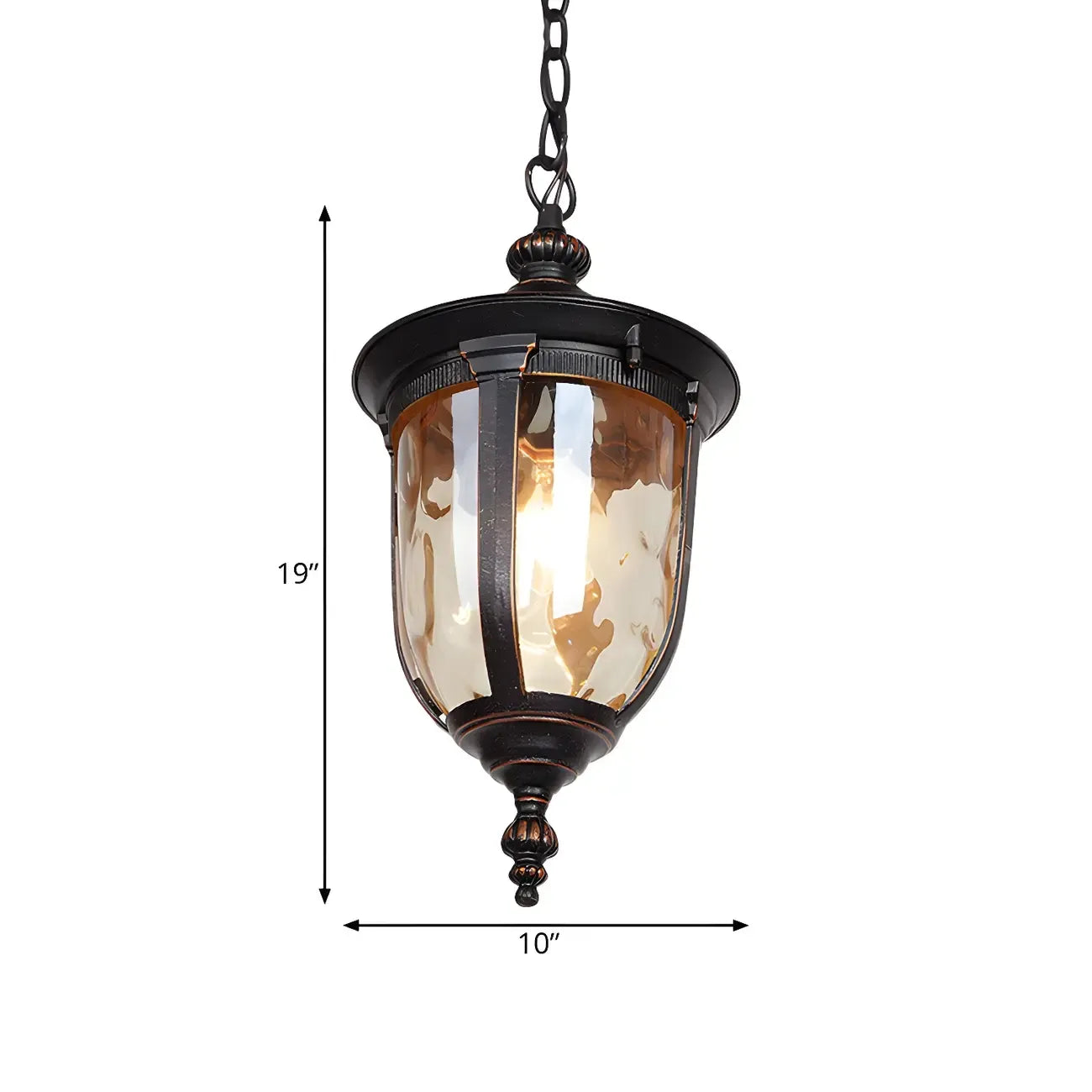Classic Rustic Black Iron Frame Outdoor Hanging Light Fixture