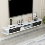 Contemporary Floating Wood Open Storage TV Stand Black