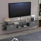 Contemporary Floating Wood Open Storage TV Stand Black