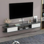 Contemporary Floating Wood Open Storage TV Stand Black