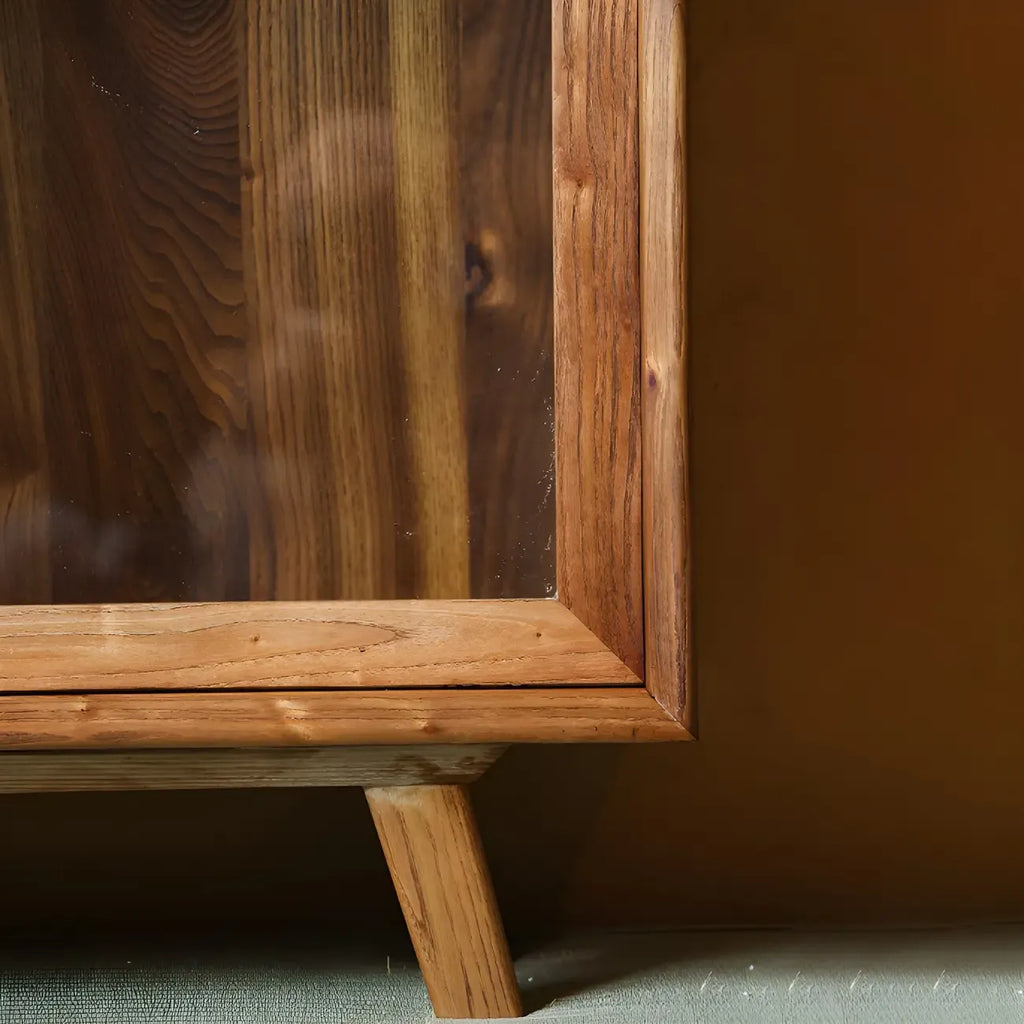 Brown Wooden Glass Sliding Door Standard Display Cabinet