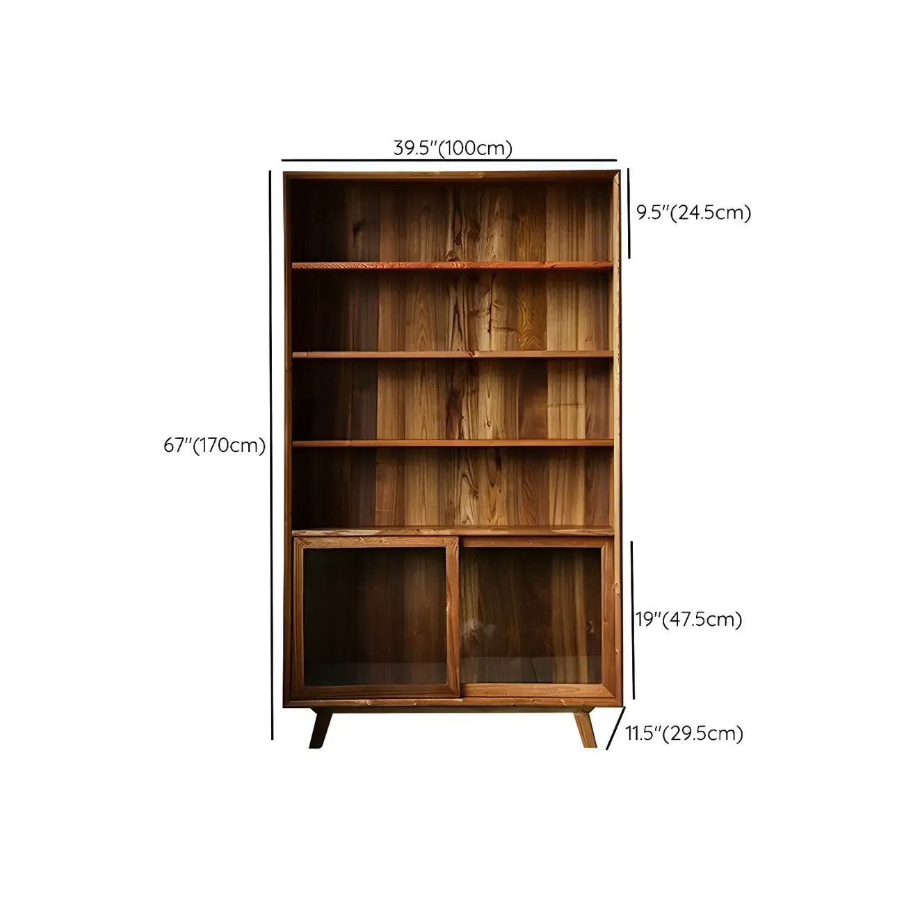 Brown Wooden Glass Sliding Door Standard Display Cabinet