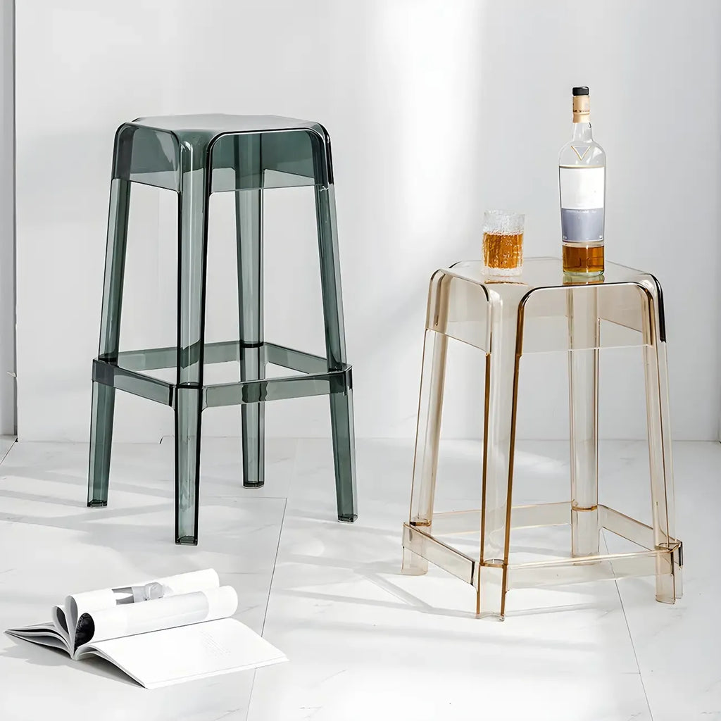 Vibrant Colors Acrylic No Backrest Stackable High bar Stool