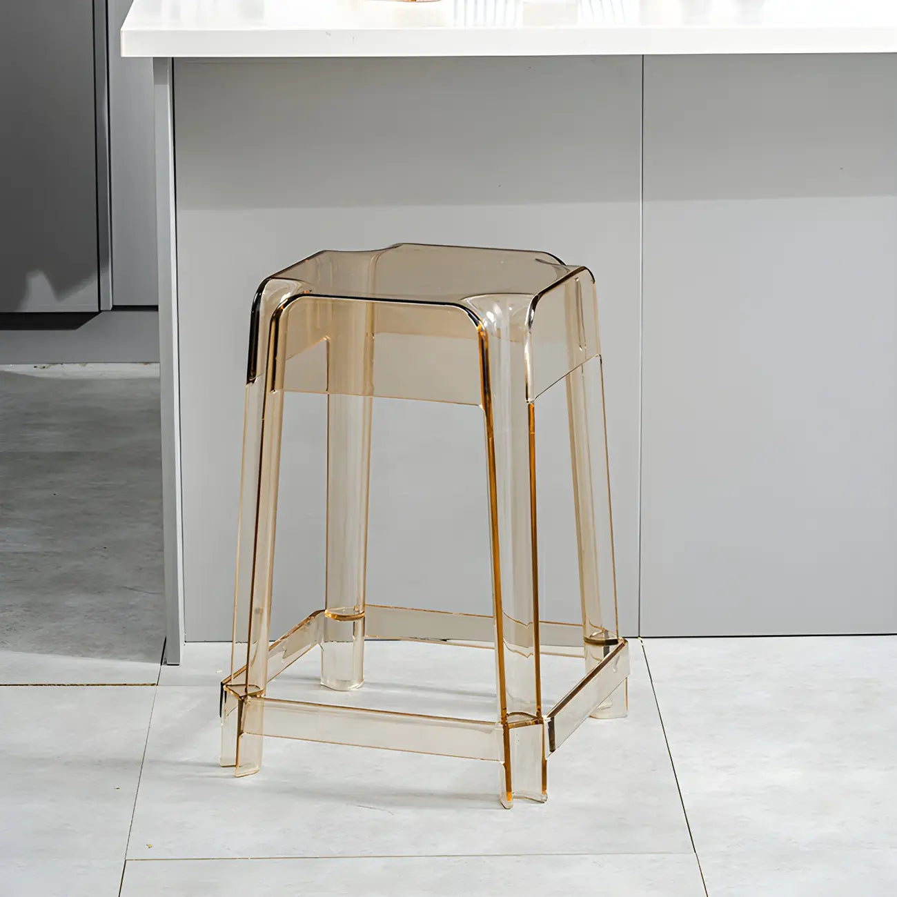 Vibrant Colors Acrylic No Backrest Stackable High bar Stool