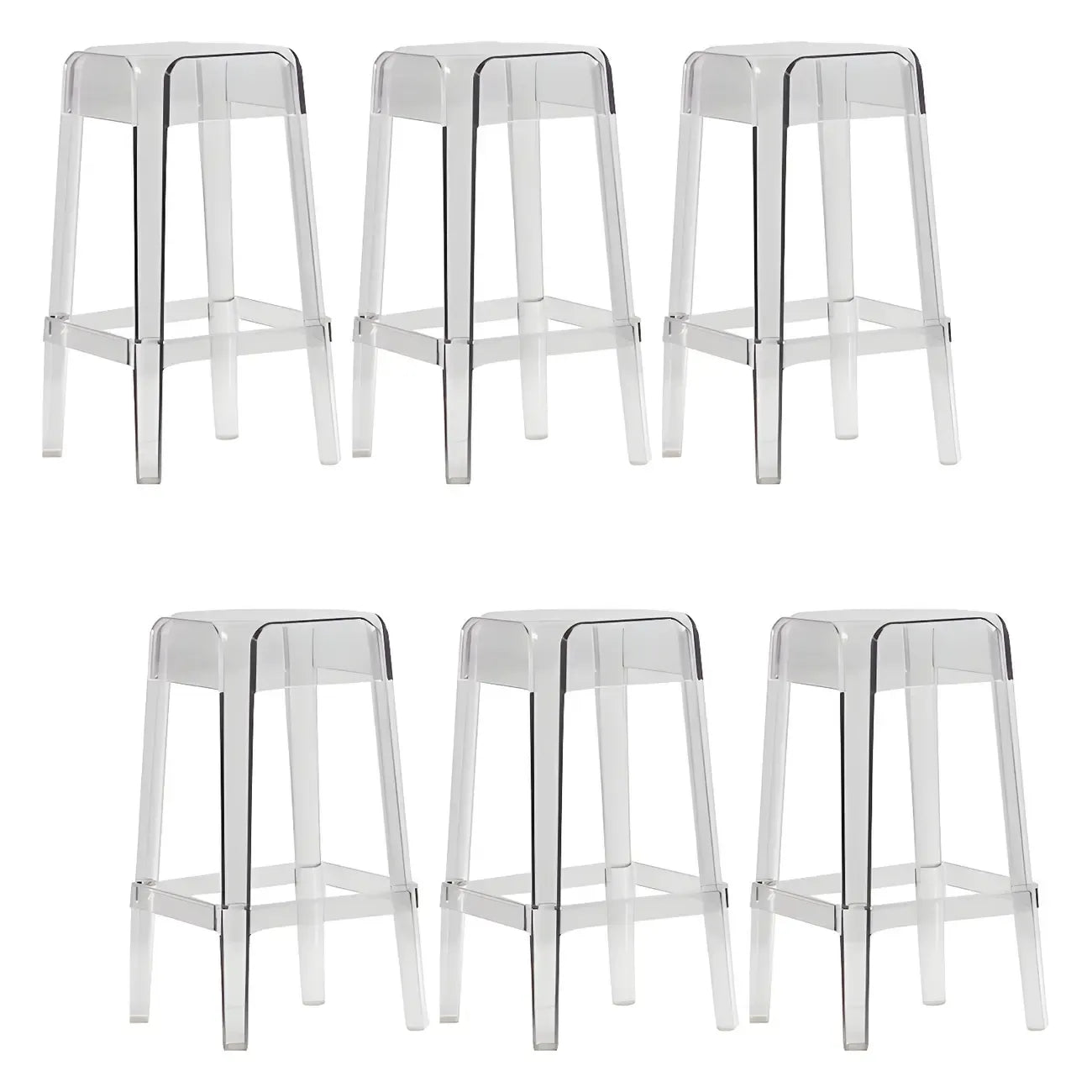 Vibrant Colors Acrylic No Backrest Stackable High bar Stool