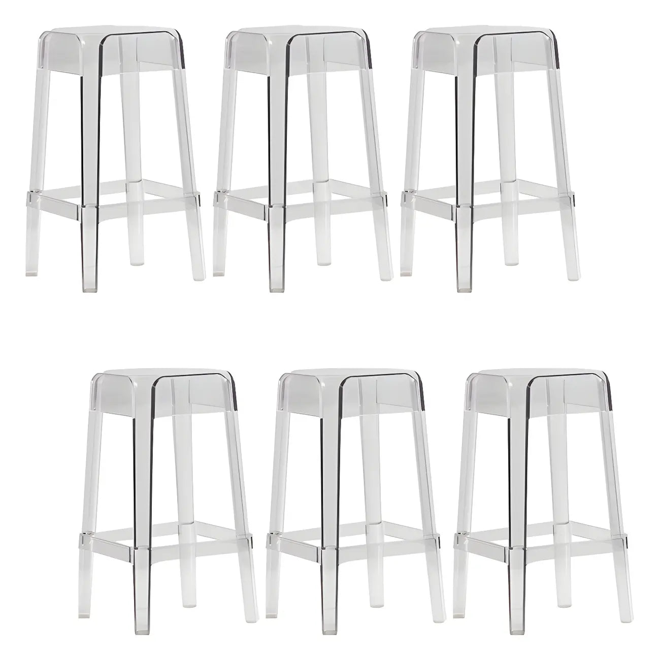 Vibrant Colors Acrylic No Backrest Stackable High bar Stool
