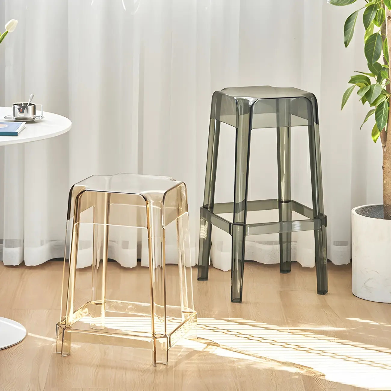 Vibrant Colors Acrylic No Backrest Stackable High bar Stool